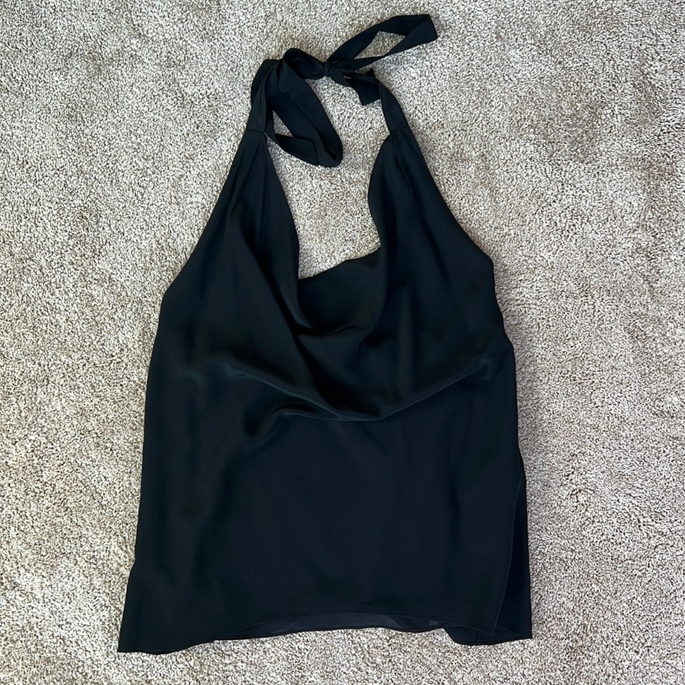 Silk halter tank with tie